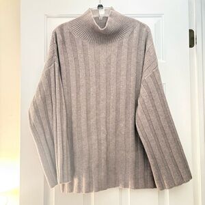 H&M Wool Ribbed Sweater in Beige